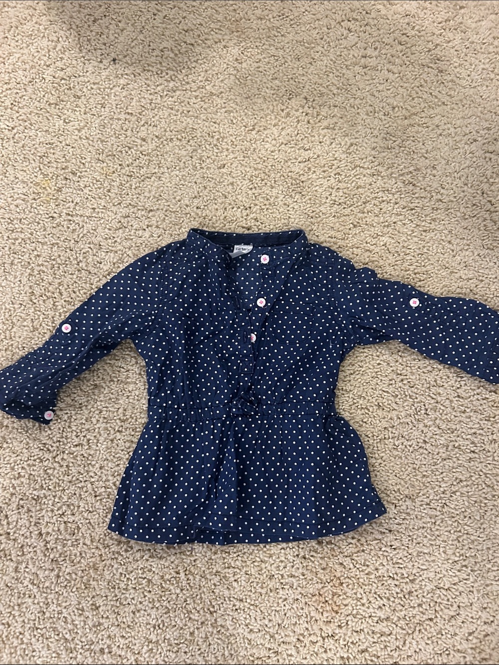Carter's Navy Polka Dot Long-Sleeve Peplum Top